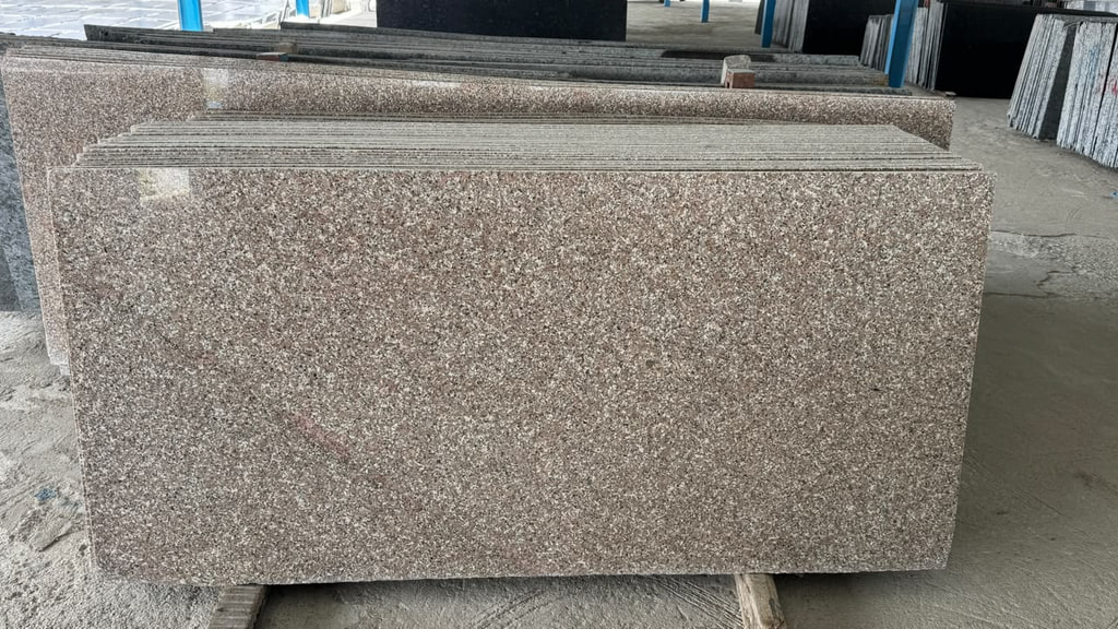 Full view of the Chima Pink granite slab